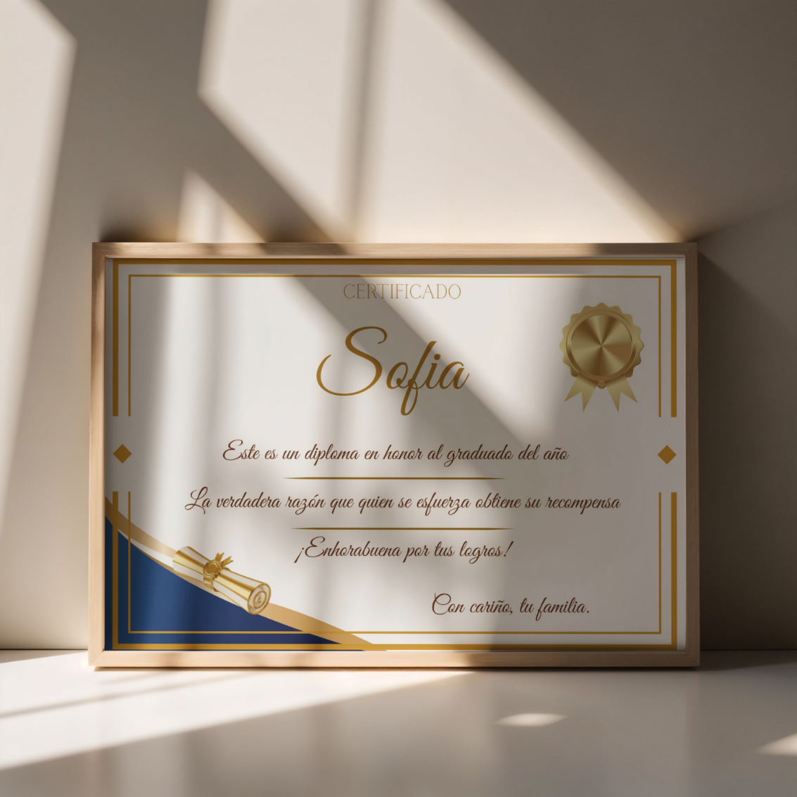 Diploma Personalizado A4 Horizontal — Nombre + Curso + Mensaje | Graduación