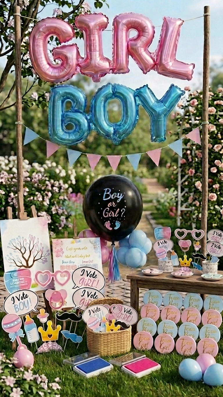 Globo revelación de género con confeti azul y rosa - Fiesta Gender Reveal - Niño o Niña