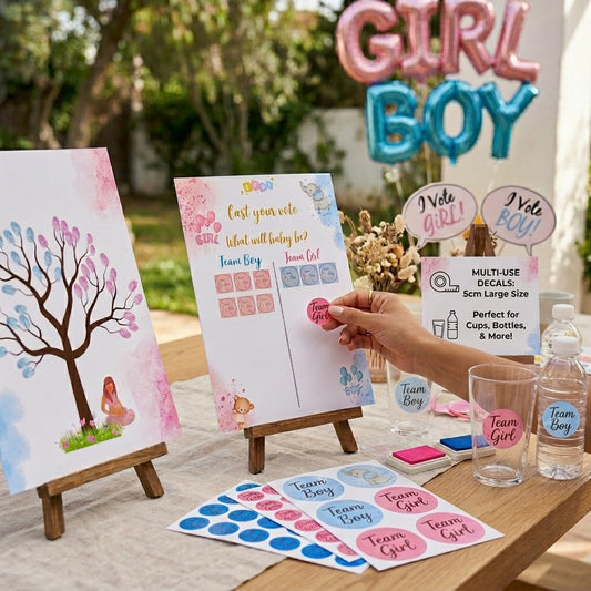 Pack Revelación de Género 149 Piezas · Niño o Niña · Decoración Fiesta Gender Reveal