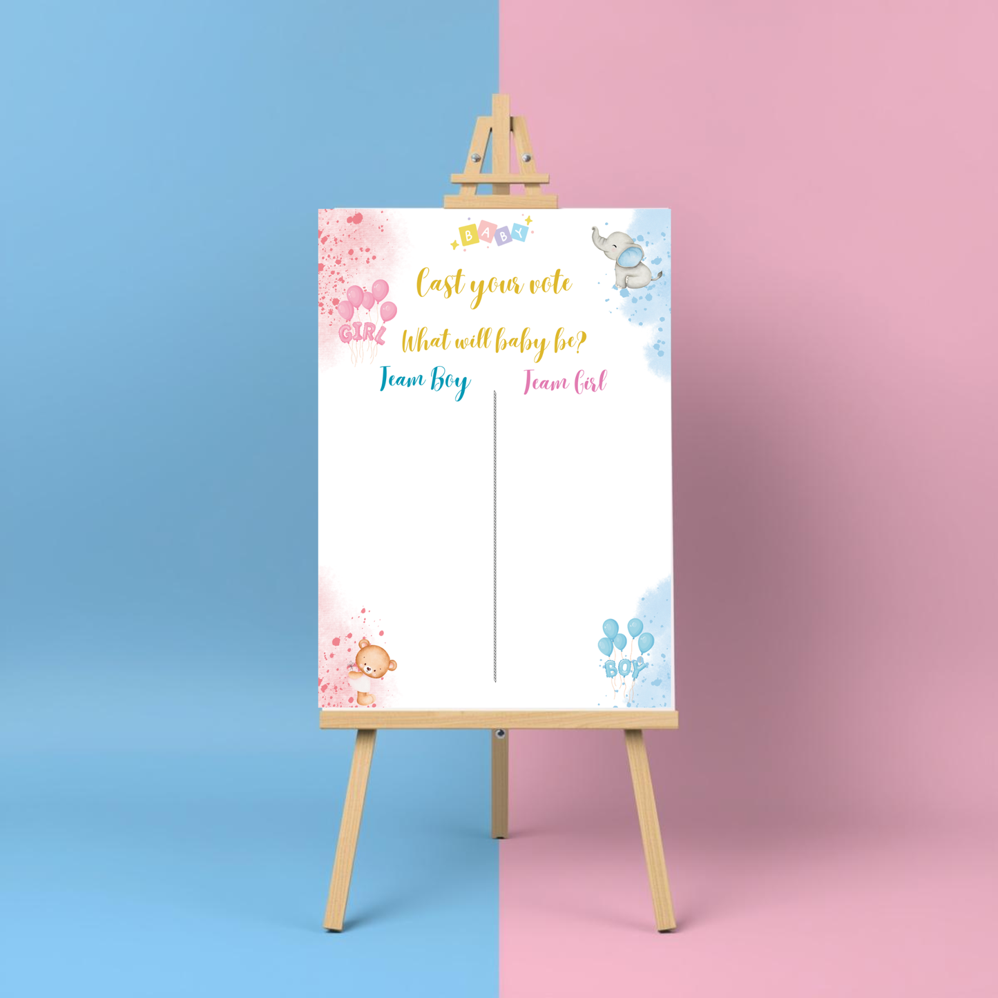 Lámina A3 “Cast Your Vote” + 60 adhesivos Team Boy & Team Girl | 280 g/m²