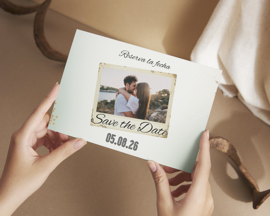 Tarjeta Save the Date A6 Personalizada – Reserva la Fecha con Foto – Diseño Elegante