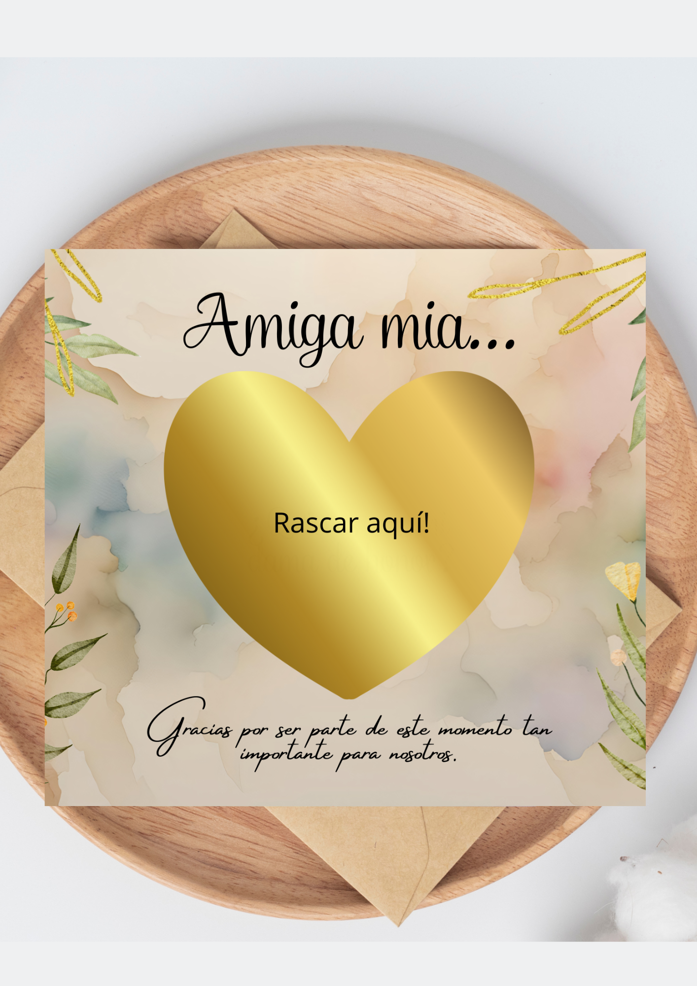 Pack 3 Tarjetas “Dama de Honor” con Rasca — A6 Horizontal + Sobres Kraft