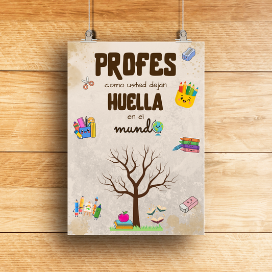 Pack Agradecimiento para Profes — Lámina A3 + Tarjeta A5 + 2 tintas | Regalo Fin de Curso