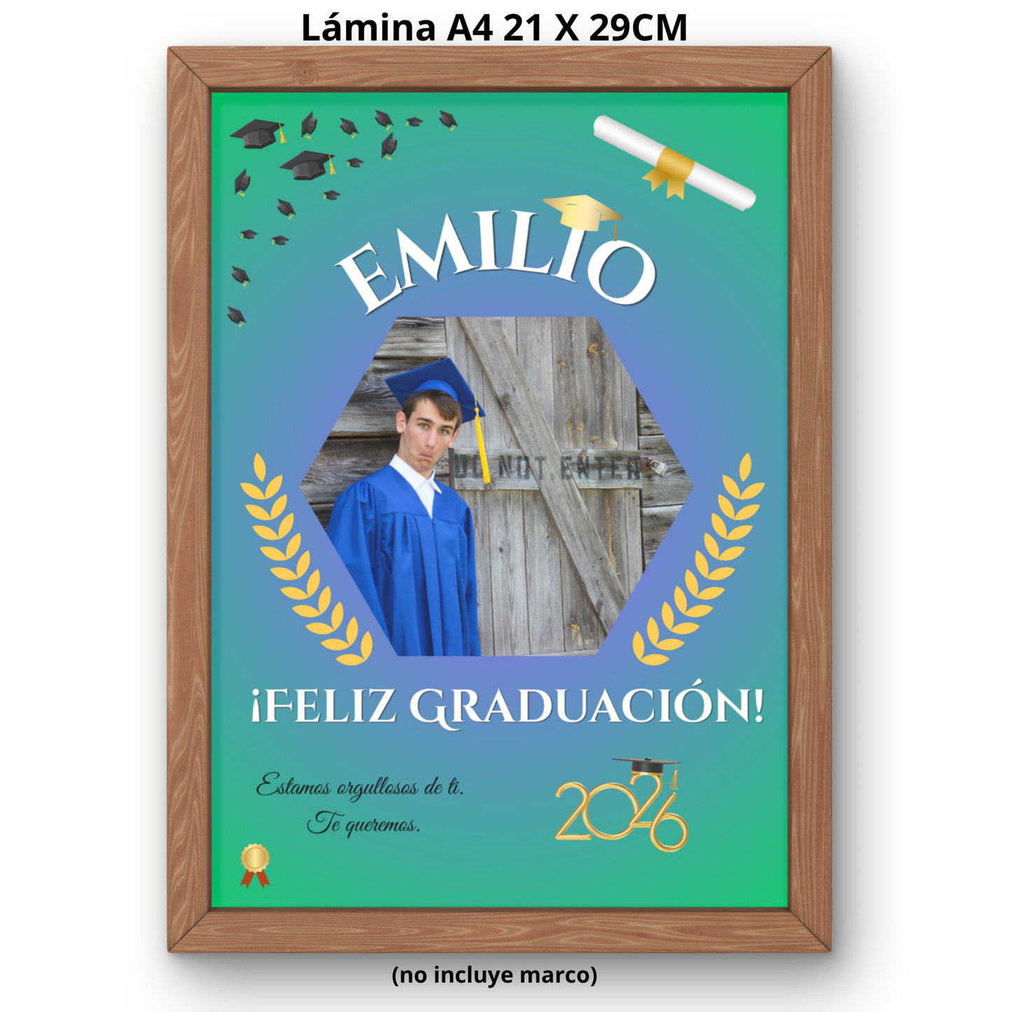 Lámina A4 Personalizada Graduación — Nombre + Foto | Regalo Fin de Curso