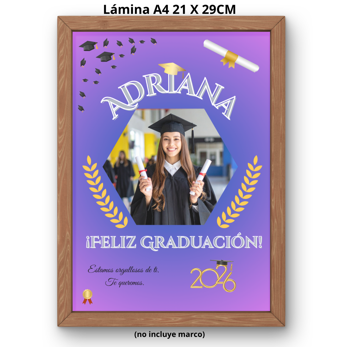 Lámina A4 Personalizada Graduación — Nombre + Foto | Regalo Fin de Curso 2026