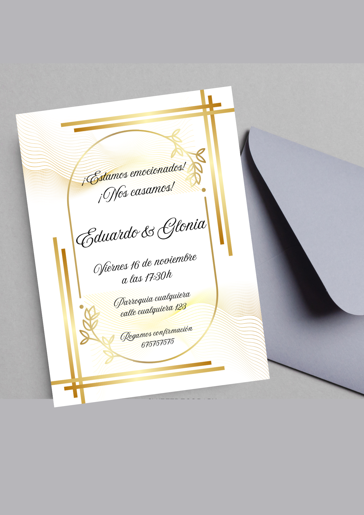 Colección Griega – Invitaciones de Boda A6 · Mármol y Dorado · 4 Diseños Elegantes