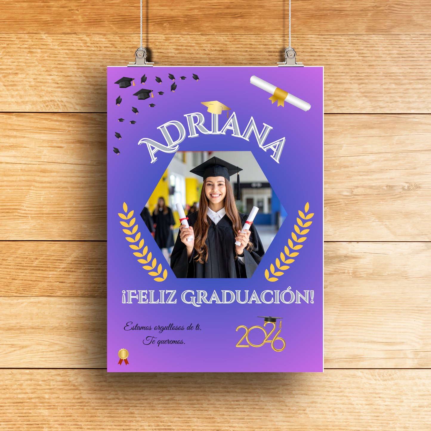 Lámina A4 Personalizada Graduación — Nombre + Foto | Regalo Fin de Curso 2026