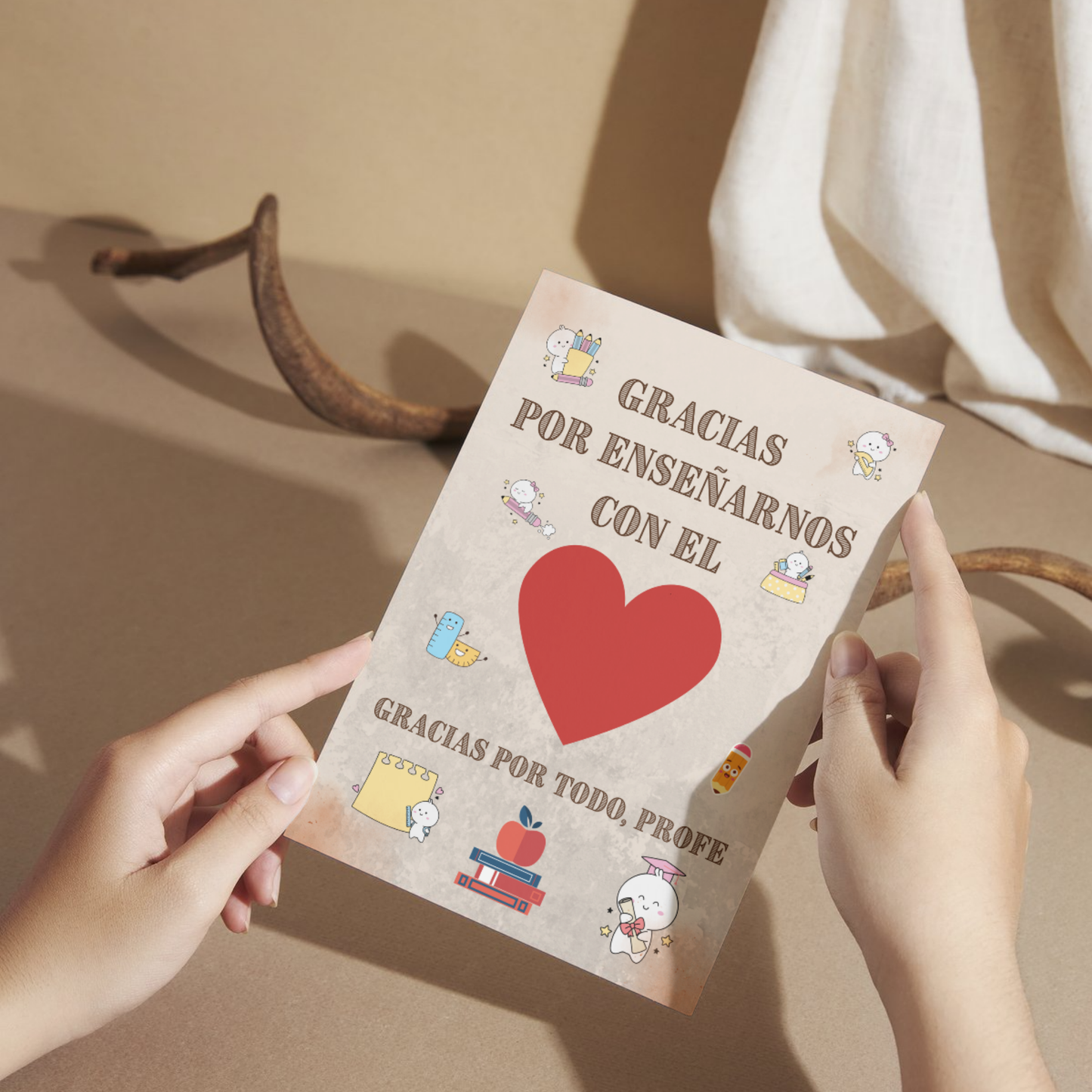 Pack Agradecimiento para Profes — Lámina A3 + Tarjeta A5 + 2 tintas | Regalo Fin de Curso