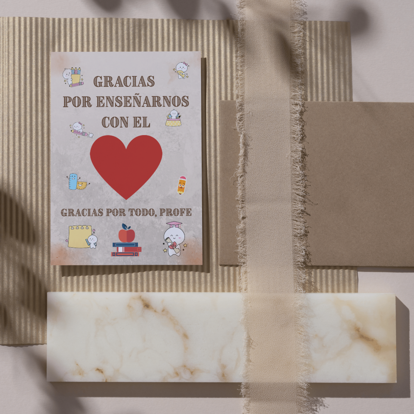 Pack Agradecimiento para Profes — Lámina A3 + Tarjeta A5 + 2 tintas | Regalo Fin de Curso