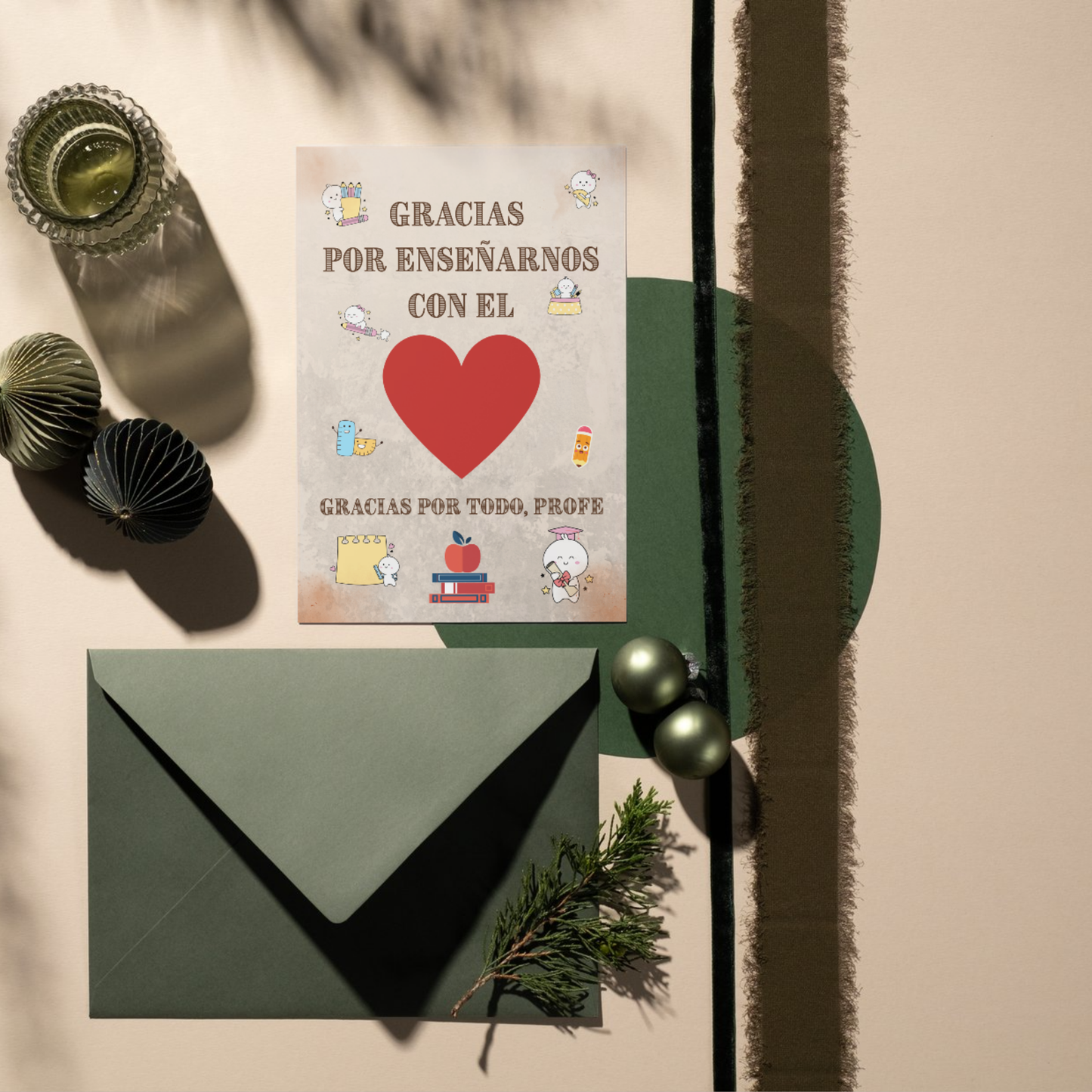 Pack Agradecimiento para Profes — Lámina A3 + Tarjeta A5 + 2 tintas | Regalo Fin de Curso