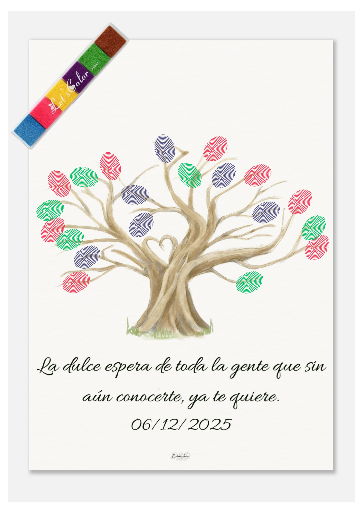 Lámina A3 Árbol de Huellas Personalizado + 2 tintas | Bodas, Baby Shower, Bautizo