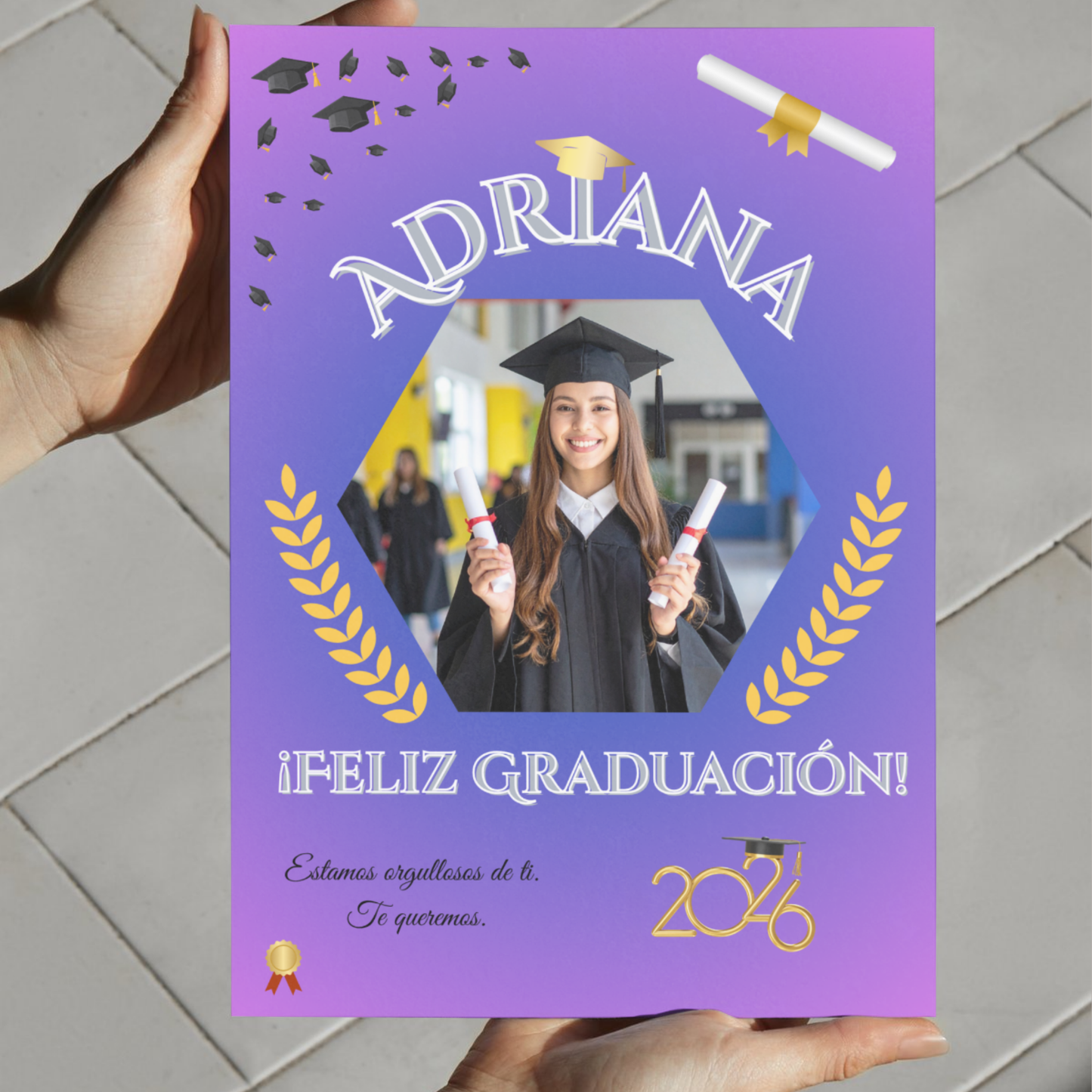 Lámina A4 Personalizada Graduación — Nombre + Foto | Regalo Fin de Curso 2026
