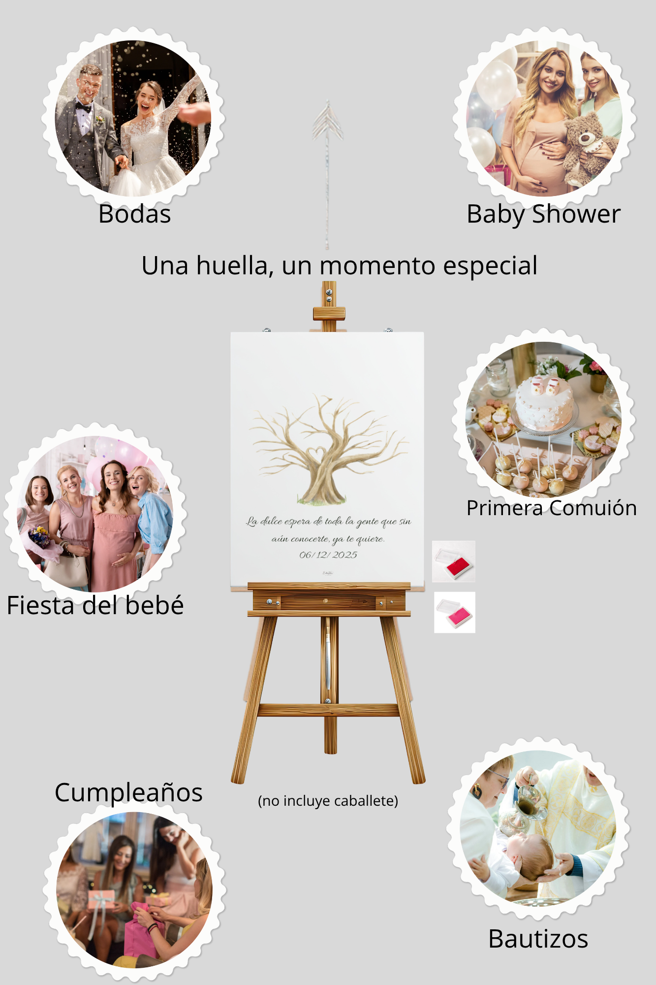 Lámina A3 Árbol de Huellas Personalizado + 2 tintas | Bodas, Baby Shower, Bautizo