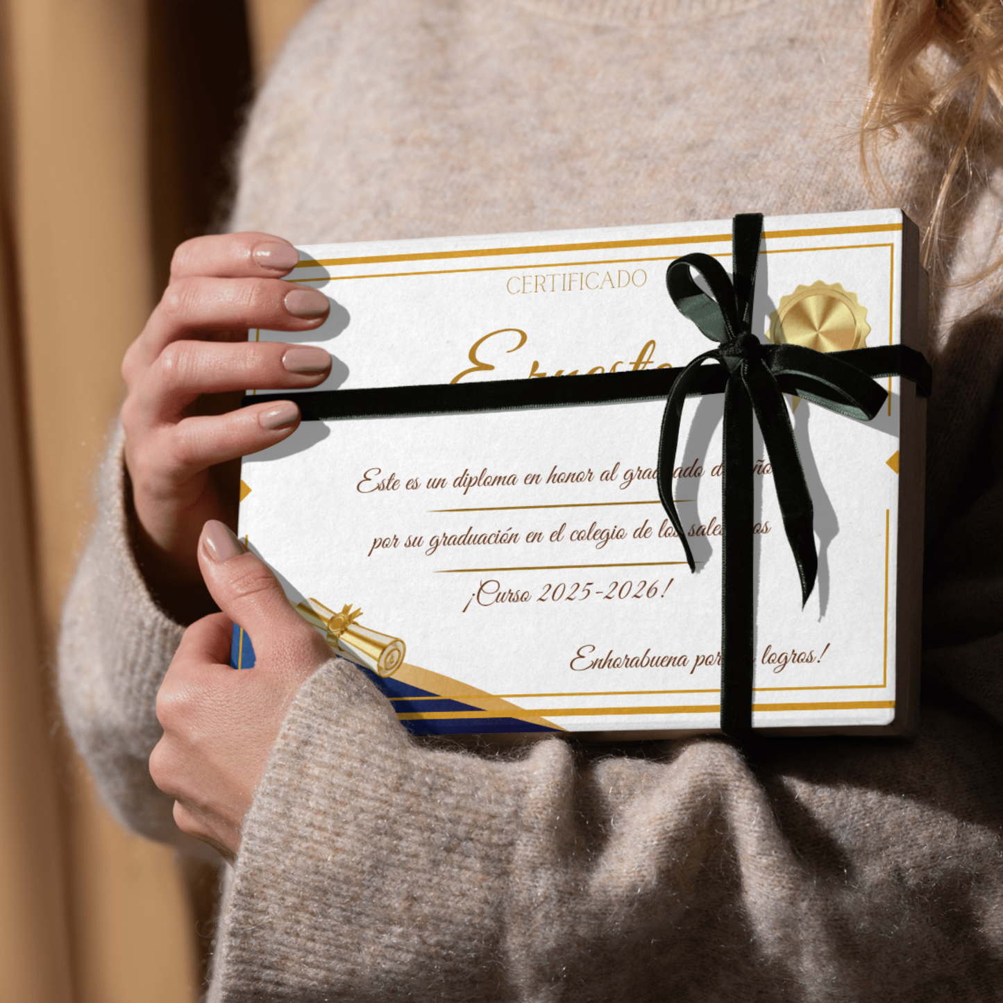 Diploma Personalizado A4 Horizontal — Nombre + Curso + Mensaje | Graduación