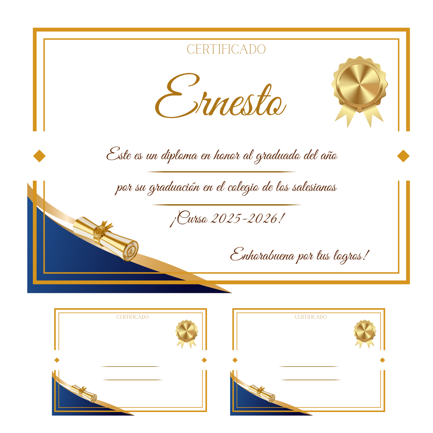 Pack 10 Diplomas en Blanco A4 Horizontal — Certificados para Rellenar | Fin de Curso