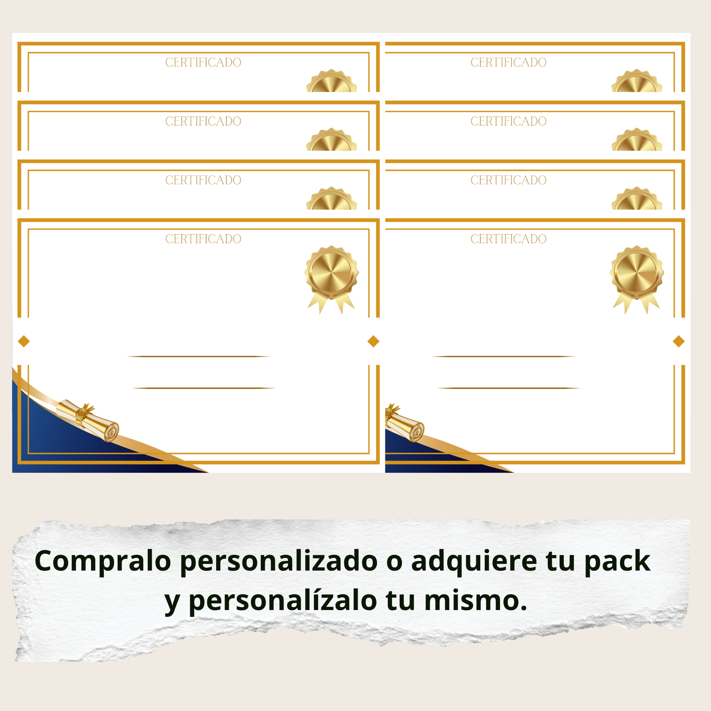 Pack 10 Diplomas en Blanco A4 Horizontal — Certificados para Rellenar | Fin de Curso