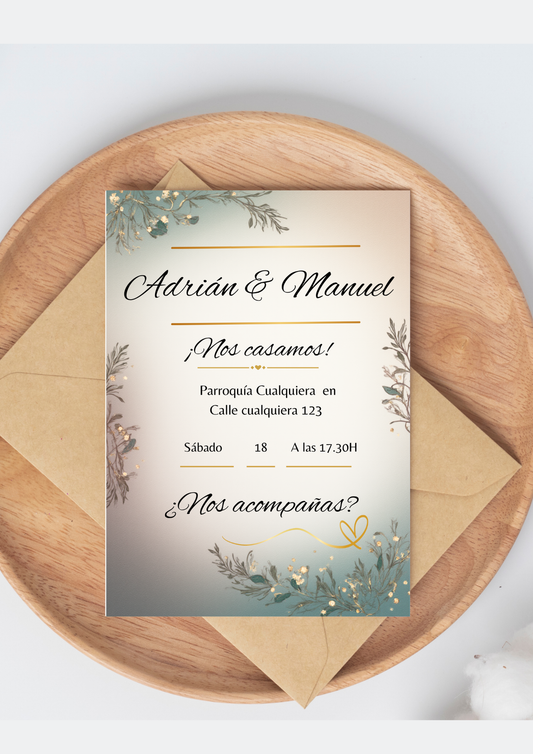 Colección Botánica – Invitaciones de Boda A6 · 4 Diseños Elegantes