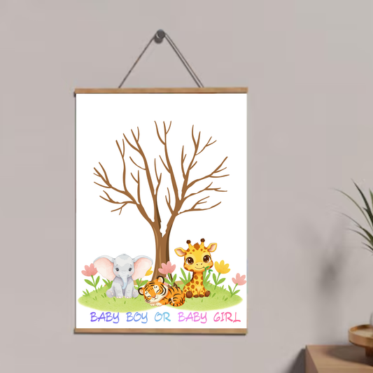 Lámina A4 Árbol de Huellas — Tinta Rosa y Azul | 300 g/m² | Baby Boy o Baby Girl