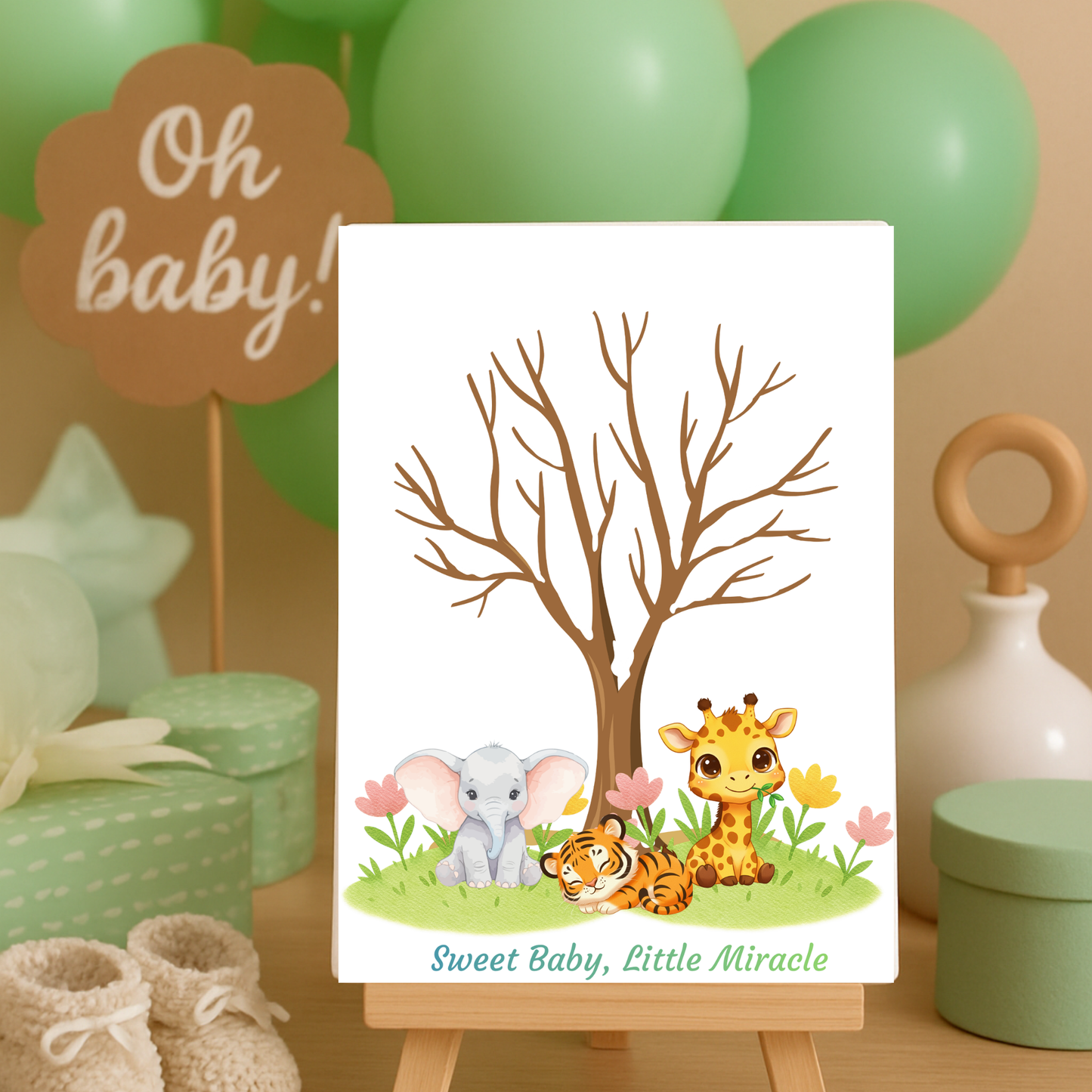 Lámina A4 “Sweet Baby – Little Miracle” + 2 tintas | 300 g/m² | Baby Shower, Bautizo, Cumpleaños