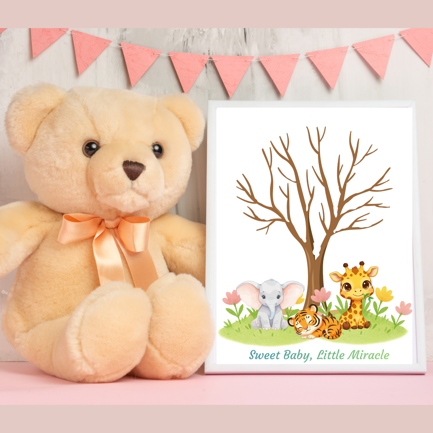 Lámina A4 “Sweet Baby – Little Miracle” + 2 tintas | 300 g/m² | Baby Shower, Bautizo, Cumpleaños