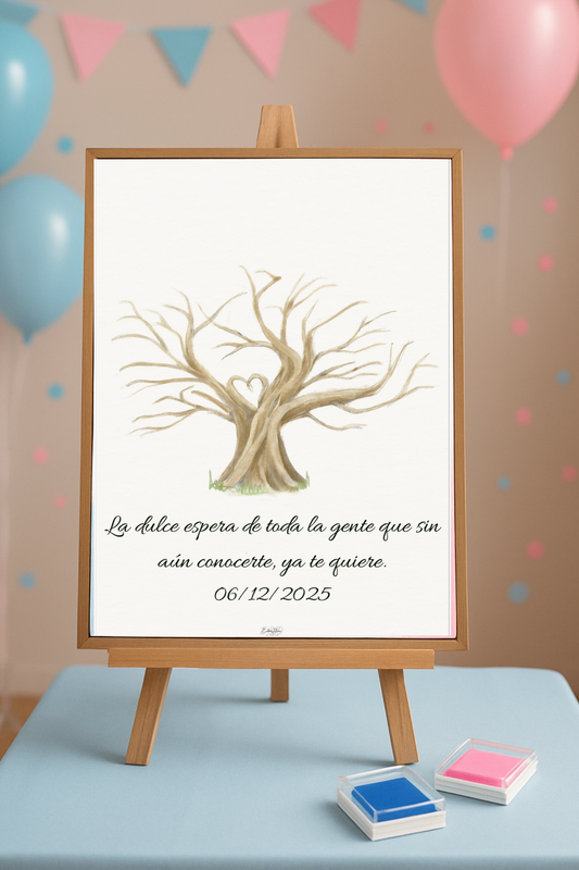 Lámina A3 Árbol de Huellas Personalizado + 2 tintas | Bodas, Baby Shower, Bautizo