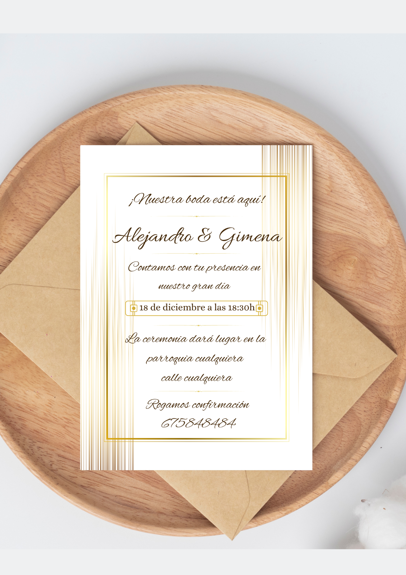 Colección Griega – Invitaciones de Boda A6 · Mármol y Dorado · 4 Diseños Elegantes