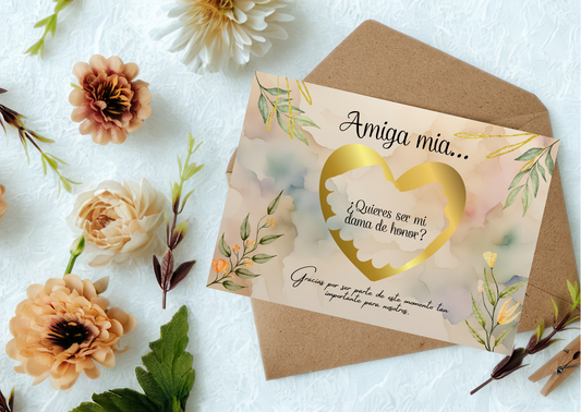 Pack 3 Tarjetas “Dama de Honor” con Rasca — A6 Horizontal + Sobres Kraft