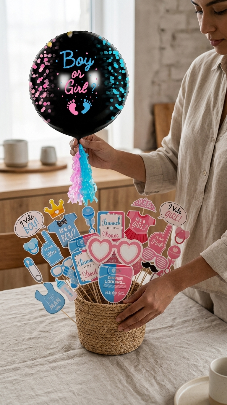 Globo revelación de género con confeti azul y rosa - Fiesta Gender Reveal - Niño o Niña