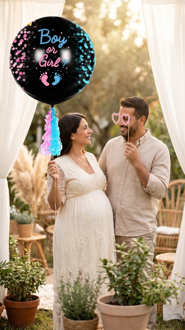 Globo revelación de género con confeti azul y rosa - Fiesta Gender Reveal - Niño o Niña