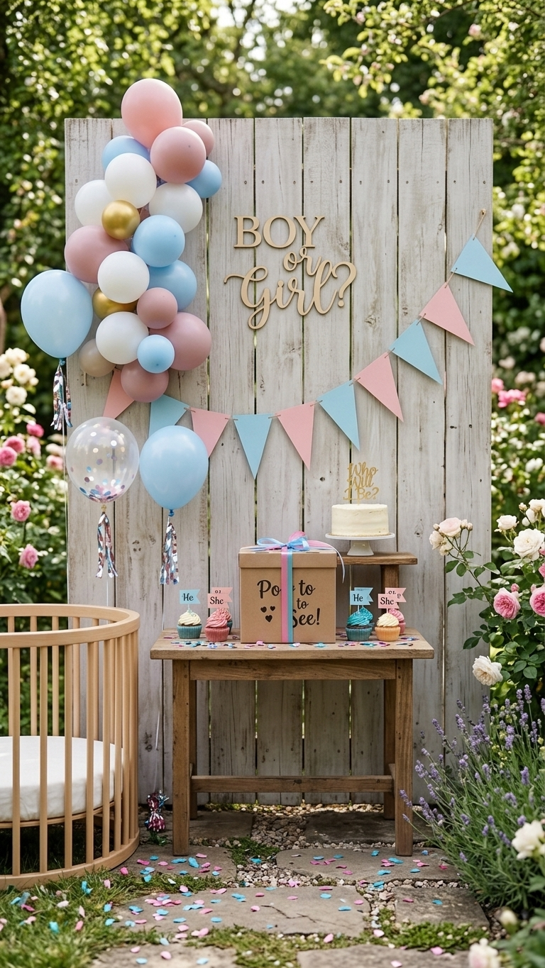 Banderín azul y rosa fiesta revelación de género - Decoración gender reveal party