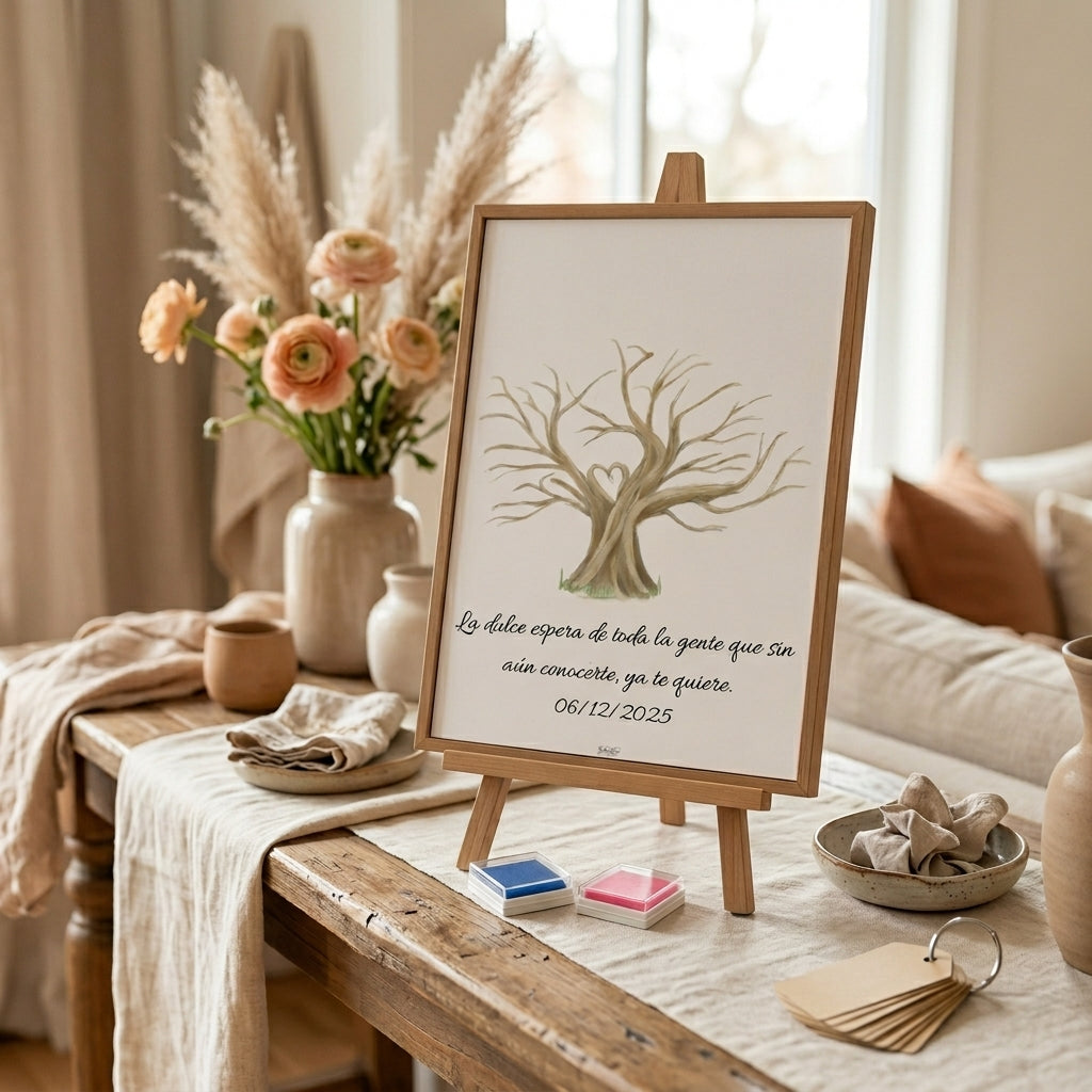 Lámina A3 Árbol de Huellas Personalizado + 2 tintas | Bodas, Baby Shower, Bautizo